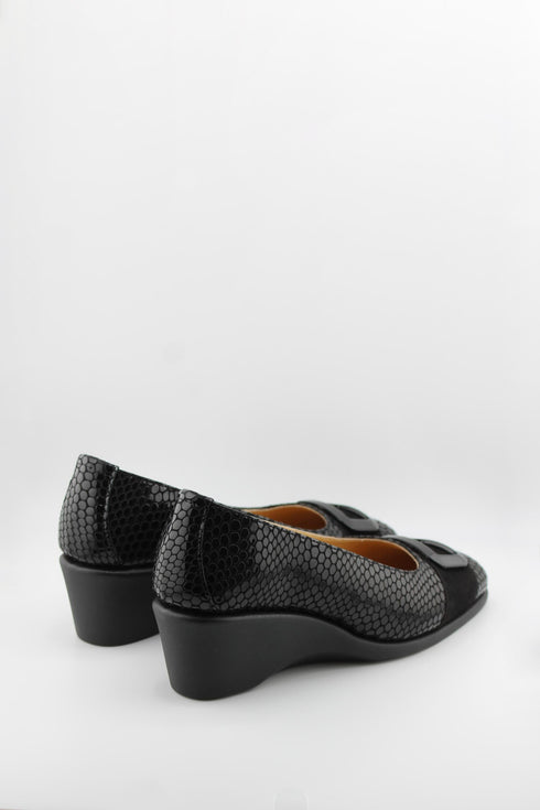 DFC Relax Wedge Heel Patent Loafer with Buckle